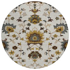 Machine Washable Indoor/Outdoor Chantille ACN2290 Ivory 8' x 8' Round Rug