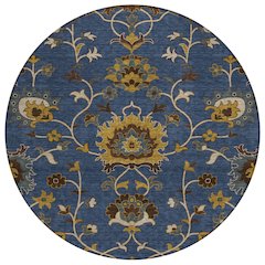 Machine Washable Indoor/Outdoor Chantille ACN2290 Blue 8' x 8' Round Rug