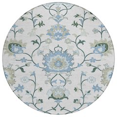 Machine Washable Indoor/Outdoor Chantille ACN2291 Ivory 8' x 8' Round Rug
