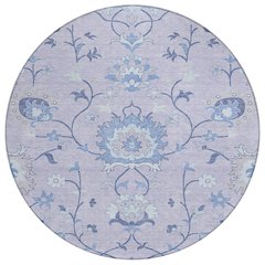 Machine Washable Indoor/Outdoor Chantille ACN2291 Purple 8' x 8' Round Rug