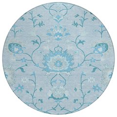 Machine Washable Indoor/Outdoor Chantille ACN2291 Blue 8' x 8' Round Rug