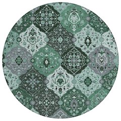 Machine Washable Indoor/Outdoor Chantille ACN2292 Green 8' x 8' Round Rug