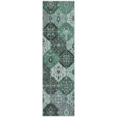 Machine Washable Indoor/Outdoor Chantille ACN2292 Green 2'3" x 7'6" Runner Rug