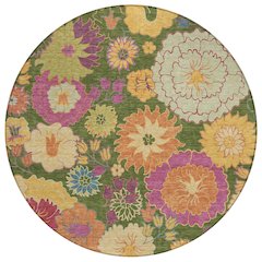 Machine Washable Indoor/Outdoor Chantille ACN2293 Green 8' x 8' Round Rug