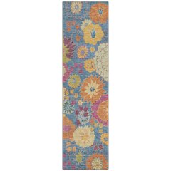 Machine Washable Indoor/Outdoor Chantille ACN2293 Blue 2'3" x 7'6" Runner Rug