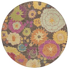 Machine Washable Indoor/Outdoor Chantille ACN2293 Brown 8' x 8' Round Rug