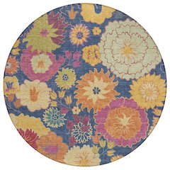 Machine Washable Indoor/Outdoor Chantille ACN2293 Blue 8' x 8' Round Rug
