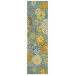 Machine Washable Indoor/Outdoor Chantille ACN2294 Teal 2'3" x 7'6" Runner Rug