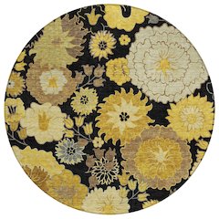 Machine Washable Indoor/Outdoor Chantille ACN2294 Black 8' x 8' Round Rug