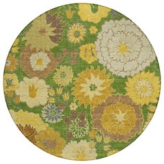 Machine Washable Indoor/Outdoor Chantille ACN2294 Green 8' x 8' Round Rug