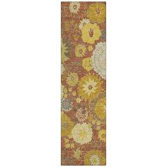 Machine Washable Indoor/Outdoor Chantille ACN2294 Orange 2'3" x 7'6" Runner Rug
