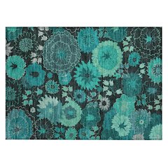 Machine Washable Indoor/Outdoor Chantille ACN2295 Teal 1'8" x 2'6" Rug
