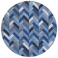 Machine Washable Indoor/Outdoor Chantille ACN2296 Blue 8' x 8' Round Rug