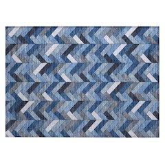 Machine Washable Indoor/Outdoor Chantille ACN2296 Blue 1'8" x 2'6" Rug
