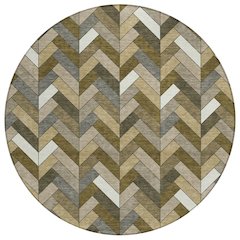 Machine Washable Indoor/Outdoor Chantille ACN2296 Brown 8' x 8' Round Rug