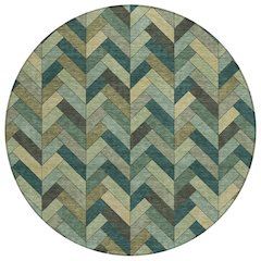 Machine Washable Indoor/Outdoor Chantille ACN2296 Green 8' x 8' Round Rug