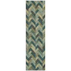 Machine Washable Indoor/Outdoor Chantille ACN2296 Green 2'3" x 7'6" Runner Rug
