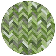 Machine Washable Indoor/Outdoor Chantille ACN2296 Green 8' x 8' Round Rug