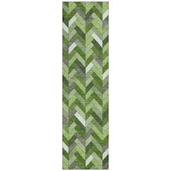Machine Washable Indoor/Outdoor Chantille ACN2296 Green 2'3" x 7'6" Runner Rug