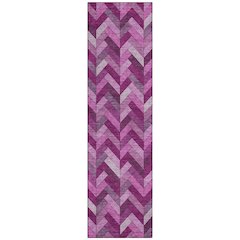 Machine Washable Indoor/Outdoor Chantille ACN2296 Pink 2'3" x 7'6" Runner Rug