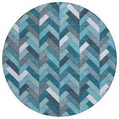 Machine Washable Indoor/Outdoor Chantille ACN2296 Teal 8' x 8' Round Rug