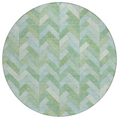 Machine Washable Indoor/Outdoor Chantille ACN2297 Green 8' x 8' Round Rug