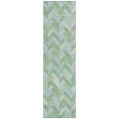 Machine Washable Indoor/Outdoor Chantille ACN2297 Green 2'3" x 7'6" Runner Rug