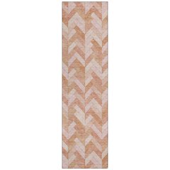 Machine Washable Indoor/Outdoor Chantille ACN2297 Orange 2'3" x 7'6" Runner Rug