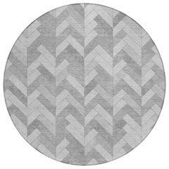 Machine Washable Indoor/Outdoor Chantille ACN2297 Gray 8' x 8' Round Rug