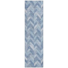 Machine Washable Indoor/Outdoor Chantille ACN2297 Blue 2'3" x 7'6" Runner Rug