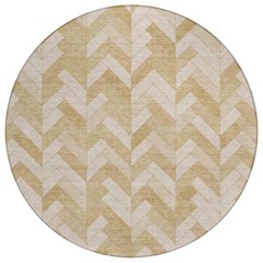 Machine Washable Indoor/Outdoor Chantille ACN2297 Gold 8' x 8' Round Rug