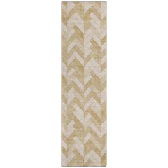 Machine Washable Indoor/Outdoor Chantille ACN2297 Gold 2'3" x 7'6" Runner Rug