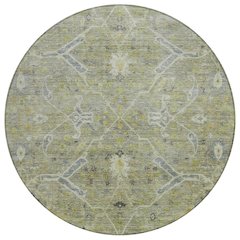 Machine Washable Indoor/Outdoor Chantille ACN2298 Green 8' x 8' Round Rug