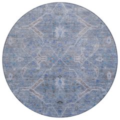 Machine Washable Indoor/Outdoor Chantille ACN2298 Blue 8' x 8' Round Rug