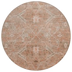 Machine Washable Indoor/Outdoor Chantille ACN2298 Orange 8' x 8' Round Rug