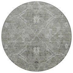 Machine Washable Indoor/Outdoor Chantille ACN2298 Gray 8' x 8' Round Rug