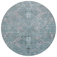 Machine Washable Indoor/Outdoor Chantille ACN2298 Teal 8' x 8' Round Rug
