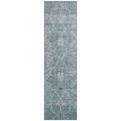 Machine Washable Indoor/Outdoor Chantille ACN2298 Teal 2'3" x 7'6" Runner Rug