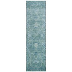 Machine Washable Indoor/Outdoor Chantille ACN2298 Teal 2'3" x 7'6" Runner Rug