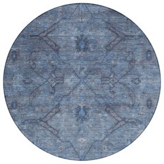 Machine Washable Indoor/Outdoor Chantille ACN2299 Blue 8' x 8' Round Rug