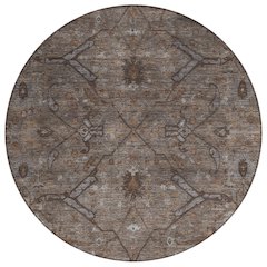 Machine Washable Indoor/Outdoor Chantille ACN2299 Brown 8' x 8' Round Rug