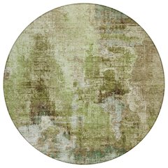 Machine Washable Indoor/Outdoor Chantille ACN2300 Green 8' x 8' Round Rug