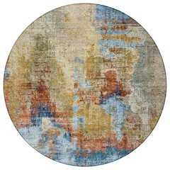Machine Washable Indoor/Outdoor Chantille ACN2300 Brown 8' x 8' Round Rug