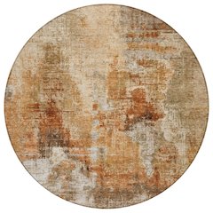 Machine Washable Indoor/Outdoor Chantille ACN2300 Orange 8' x 8' Round Rug