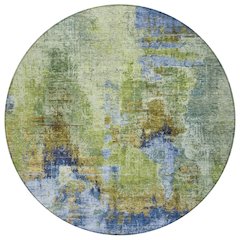 Machine Washable Indoor/Outdoor Chantille ACN2300 Green 8' x 8' Round Rug