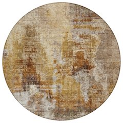 Machine Washable Indoor/Outdoor Chantille ACN2300 Gold 8' x 8' Round Rug