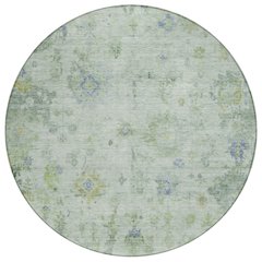 Machine Washable Indoor/Outdoor Chantille ACN2301 Green 8' x 8' Round Rug