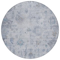 Machine Washable Indoor/Outdoor Chantille ACN2301 Blue 8' x 8' Round Rug