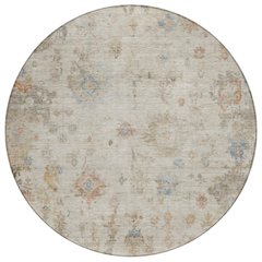 Machine Washable Indoor/Outdoor Chantille ACN2301 Ivory 8' x 8' Round Rug