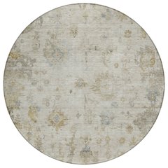 Machine Washable Indoor/Outdoor Chantille ACN2301 Brown 8' x 8' Round Rug